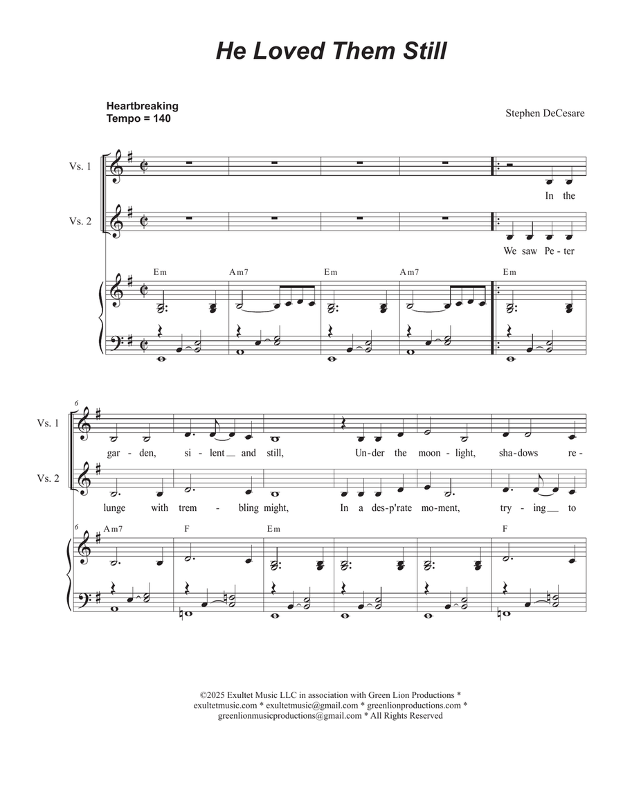 He Loved Them Still (SATB) 4-Part scores gallery preview page 1