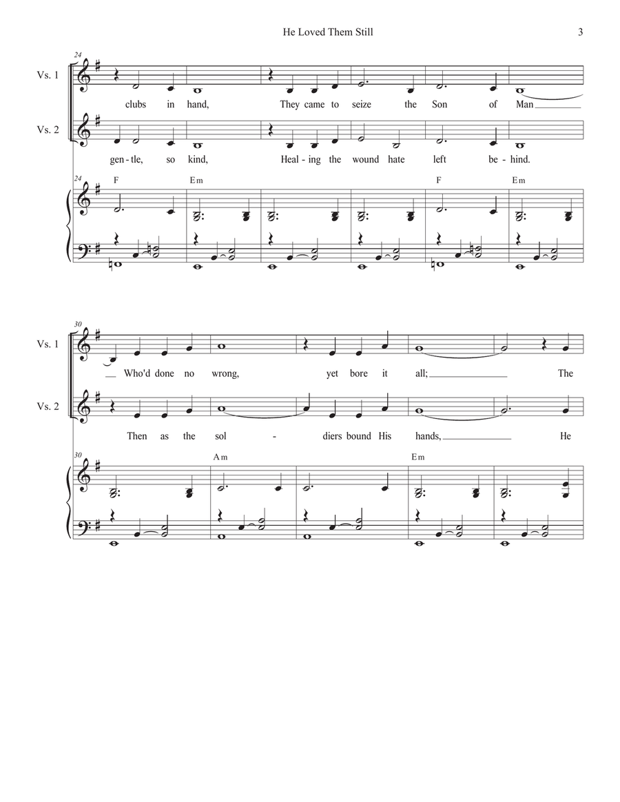 He Loved Them Still (SATB) 4-Part scores gallery preview page 3