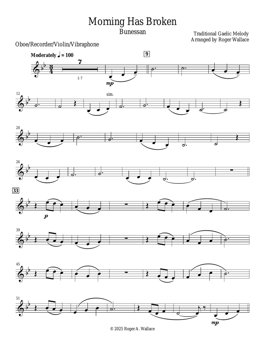 Morning Has Broken (Violin & Piano) Violin Solo scores gallery preview page 1