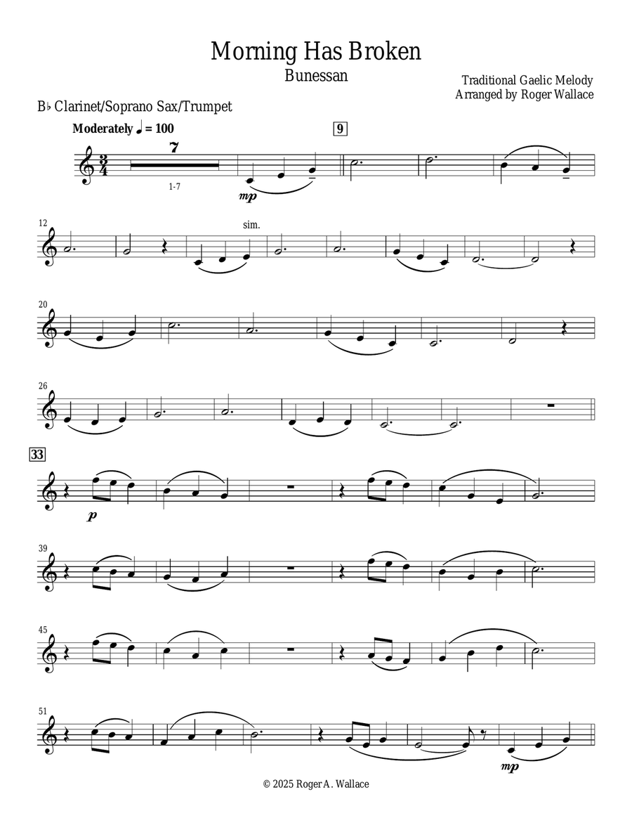 Morning Has Broken (Soprano Sax & Piano) Soprano Saxophone scores gallery preview page 1