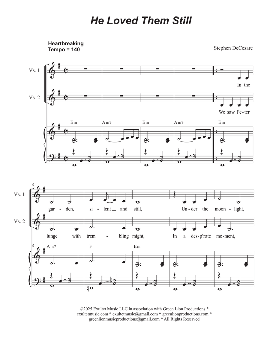 He Loved Them Still (Vocal solo - High Version) High Voice scores gallery preview page 1