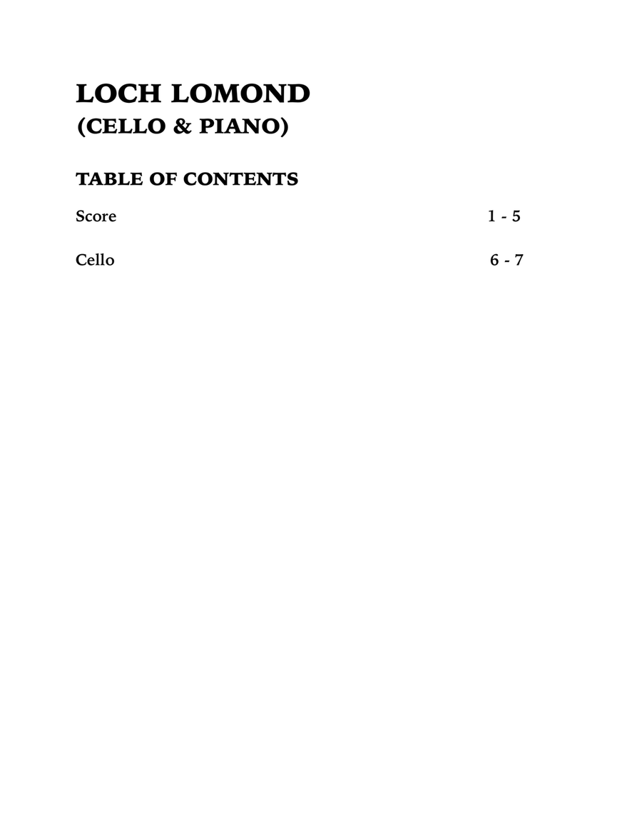 Loch Lomond (Cello and Piano) Piano scores gallery preview page 4
