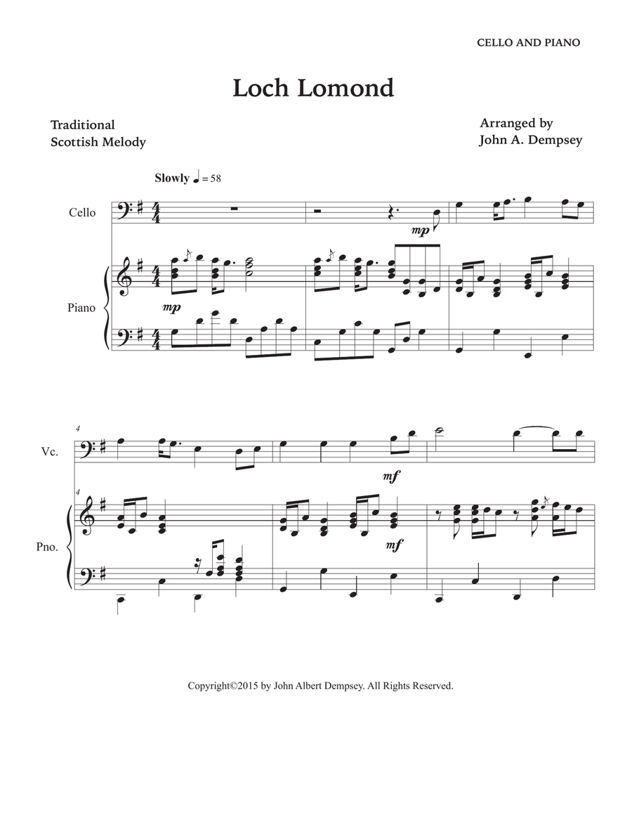 Loch Lomond (Cello and Piano) Piano scores gallery preview page 5