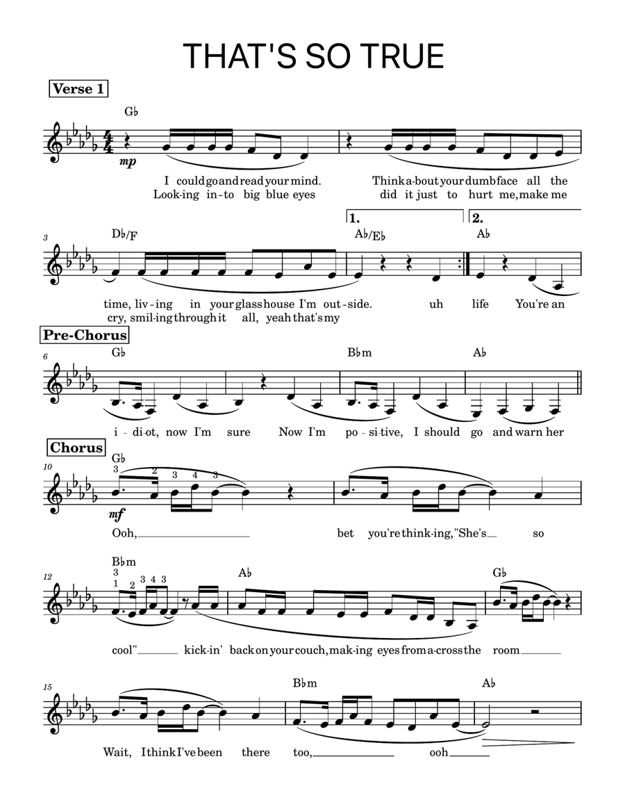 That's So True That's So True Piano scores gallery preview page 1