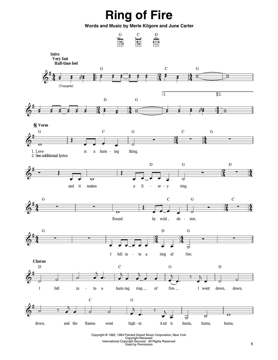 Ring Of Fire Ring Of Fire Mandolin scores gallery preview page 1
