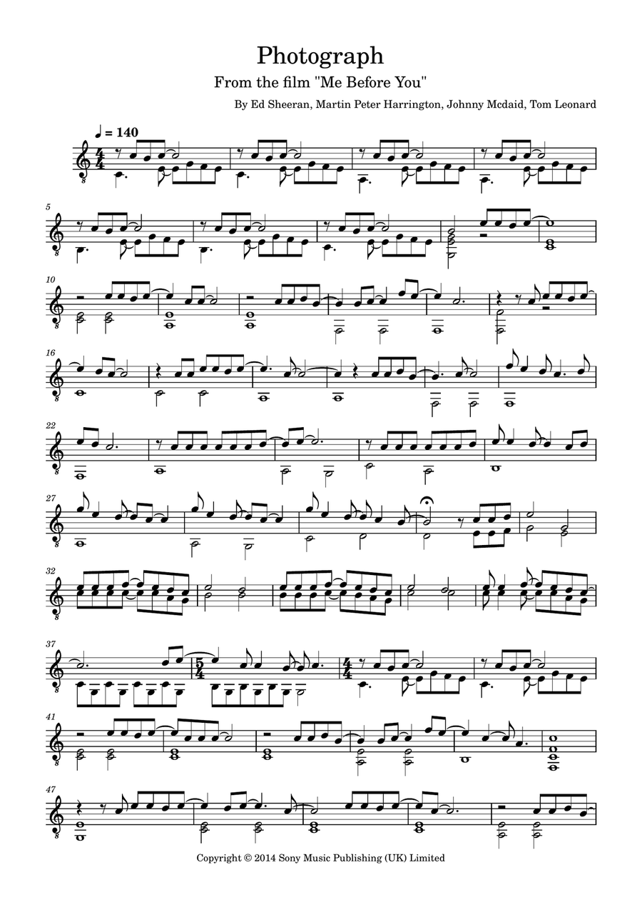 Photograph Acoustic Guitar scores gallery preview page 1