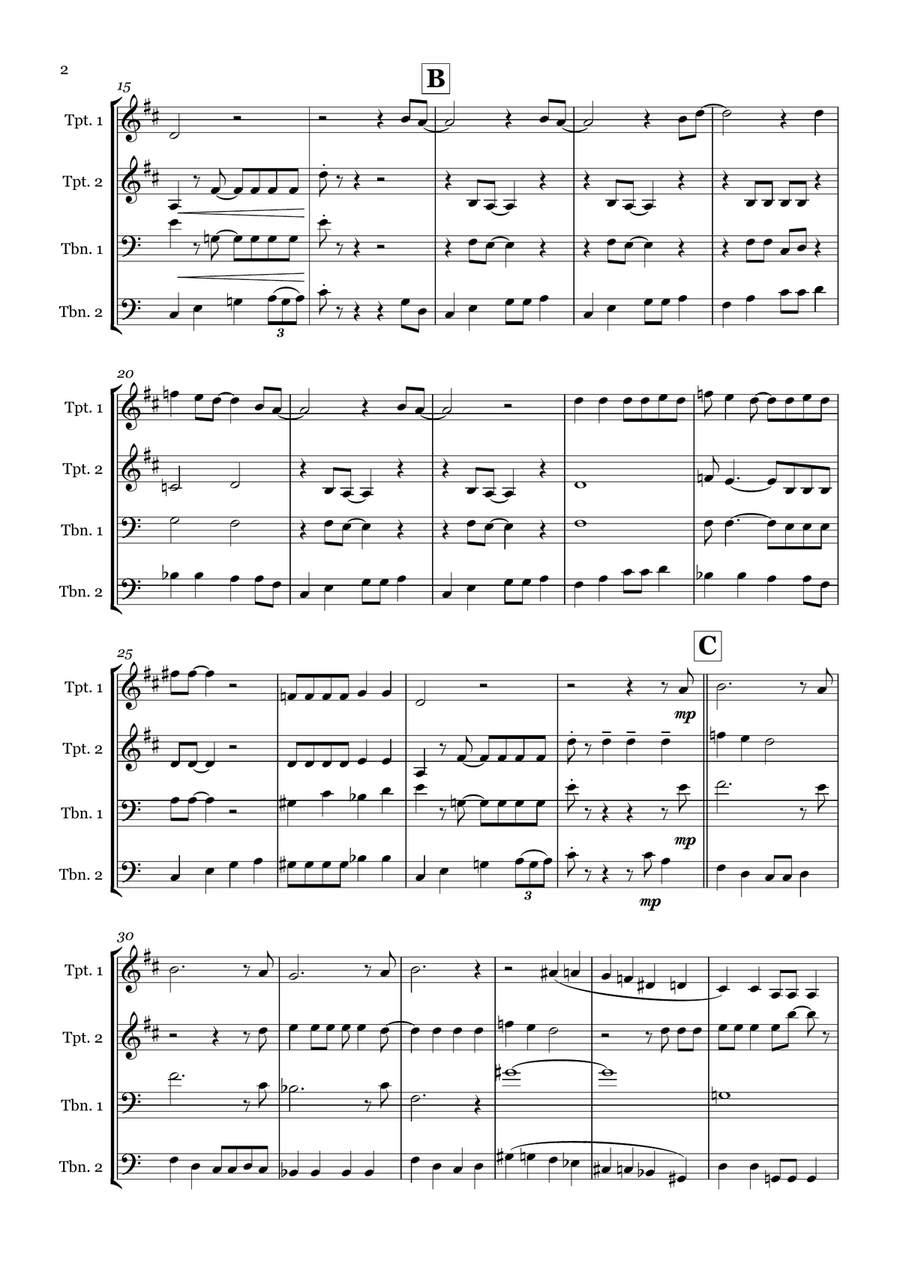 Crazy Little Thing Called Love Brass Quartet scores gallery preview page 2