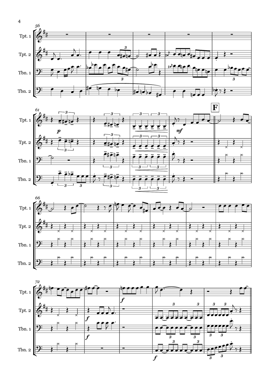 Crazy Little Thing Called Love Brass Quartet scores gallery preview page 4