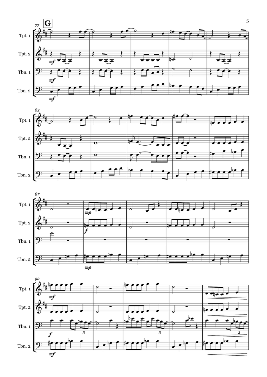 Crazy Little Thing Called Love Brass Quartet scores gallery preview page 5