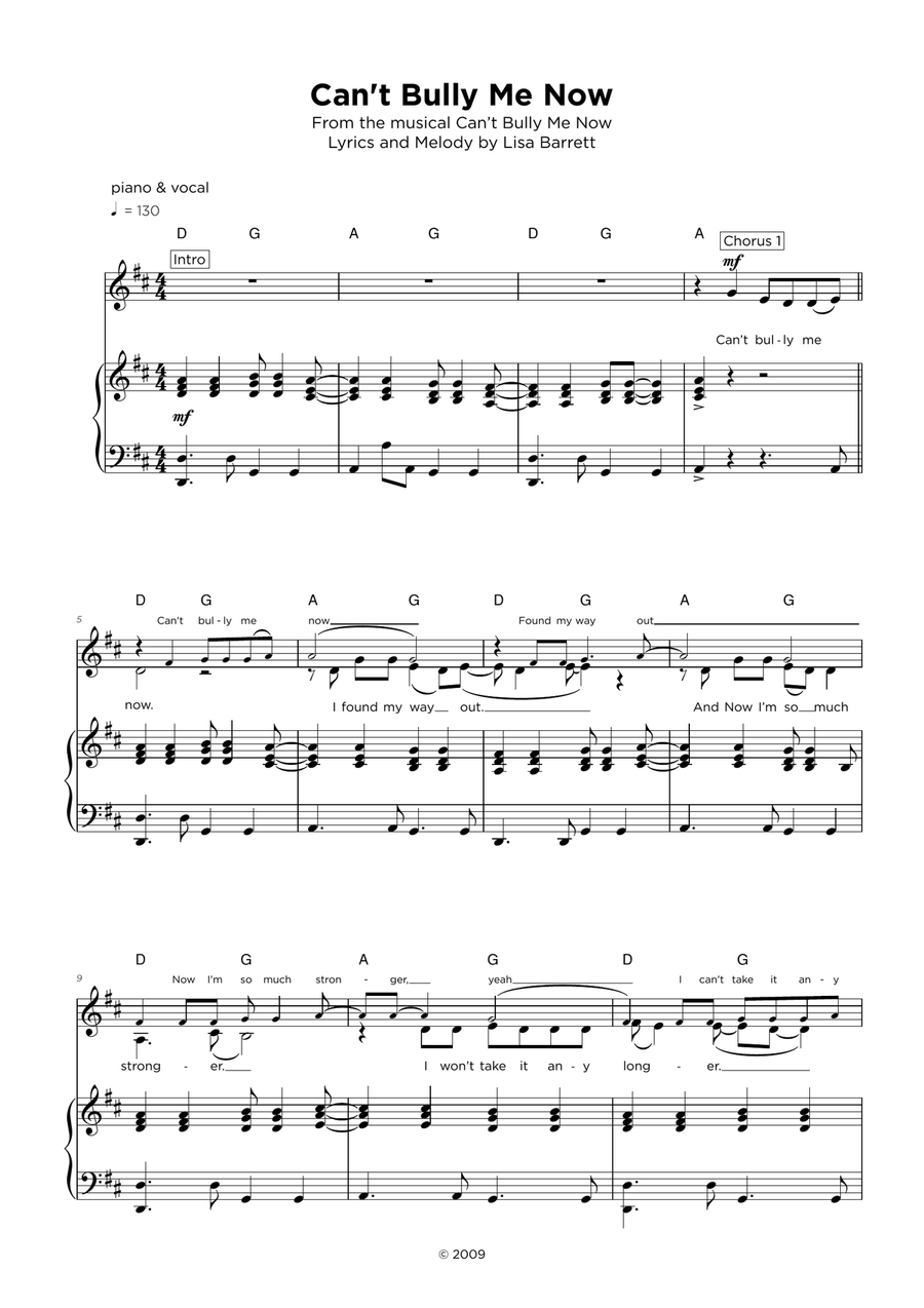 Can't Bully Me Now Piano, Vocal scores gallery preview page 2