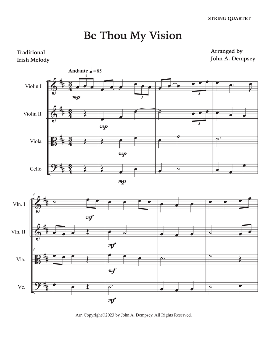 Be Thou My Vision (String Quartet): Two Violins, Viola and Cello String Quartet scores gallery preview page 5