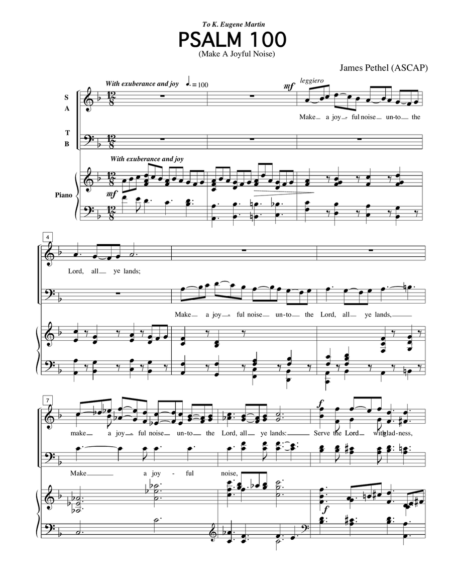 Psalm 100, Make A Joyful Noise! 4-Part scores gallery preview page 1