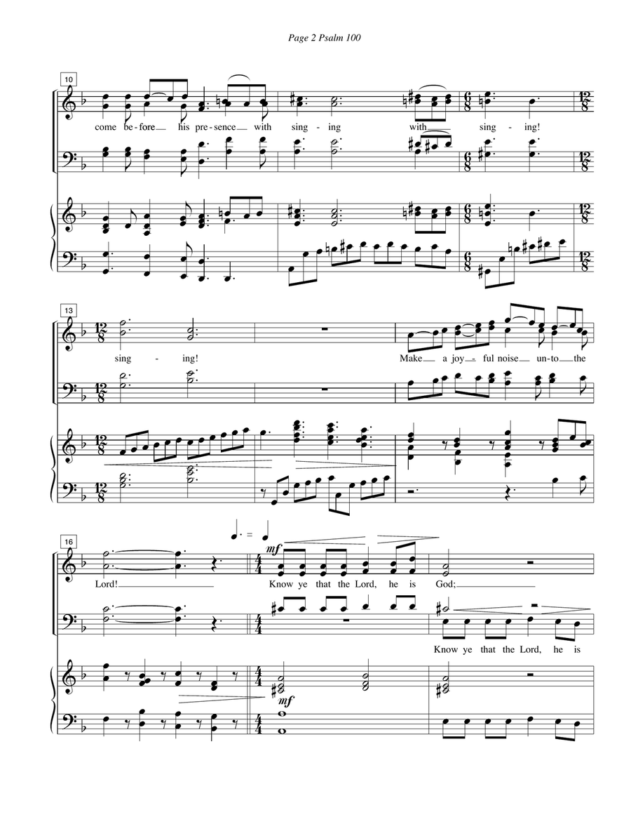 Psalm 100, Make A Joyful Noise! 4-Part scores gallery preview page 2