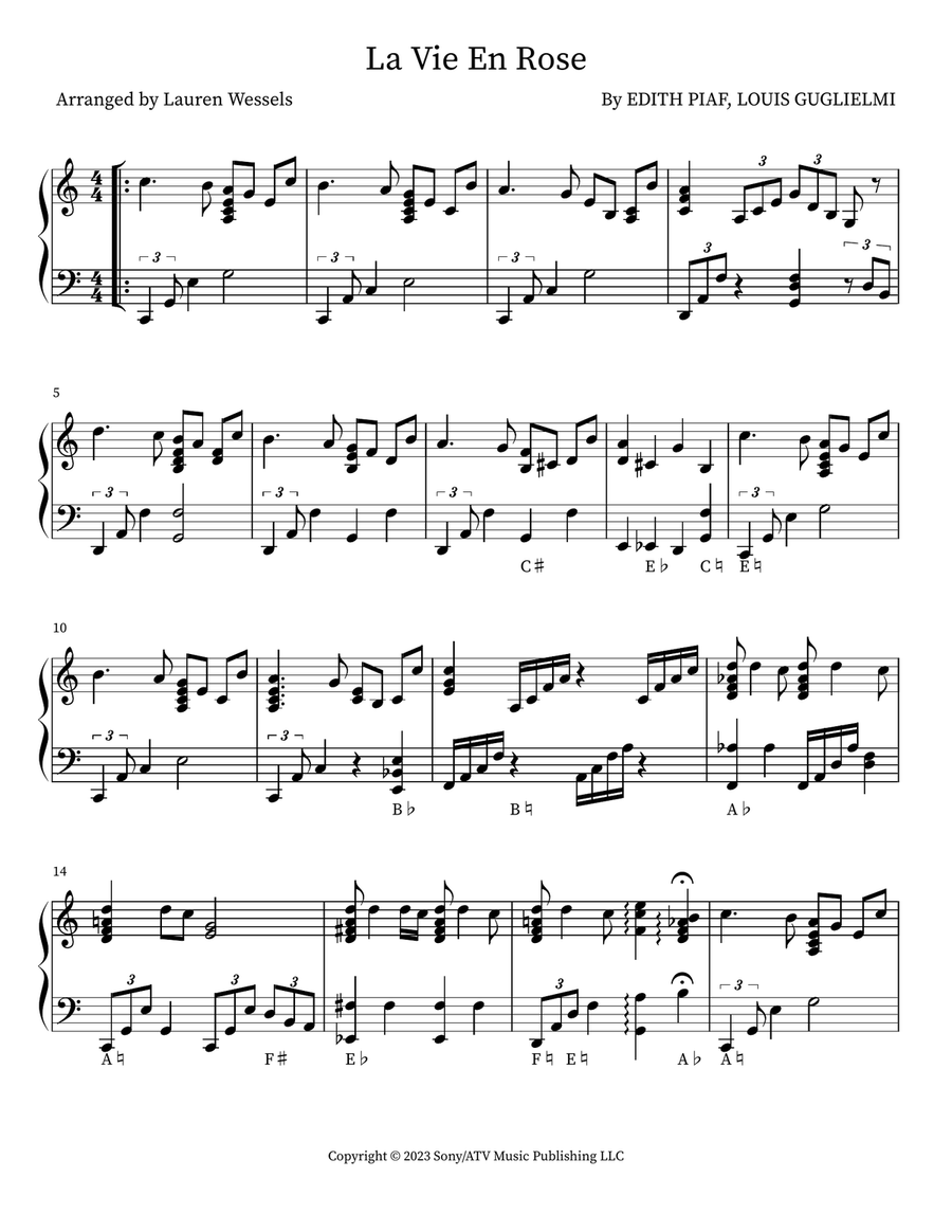 La Vie En Rose La Vie En Rose Part scores gallery preview page 1