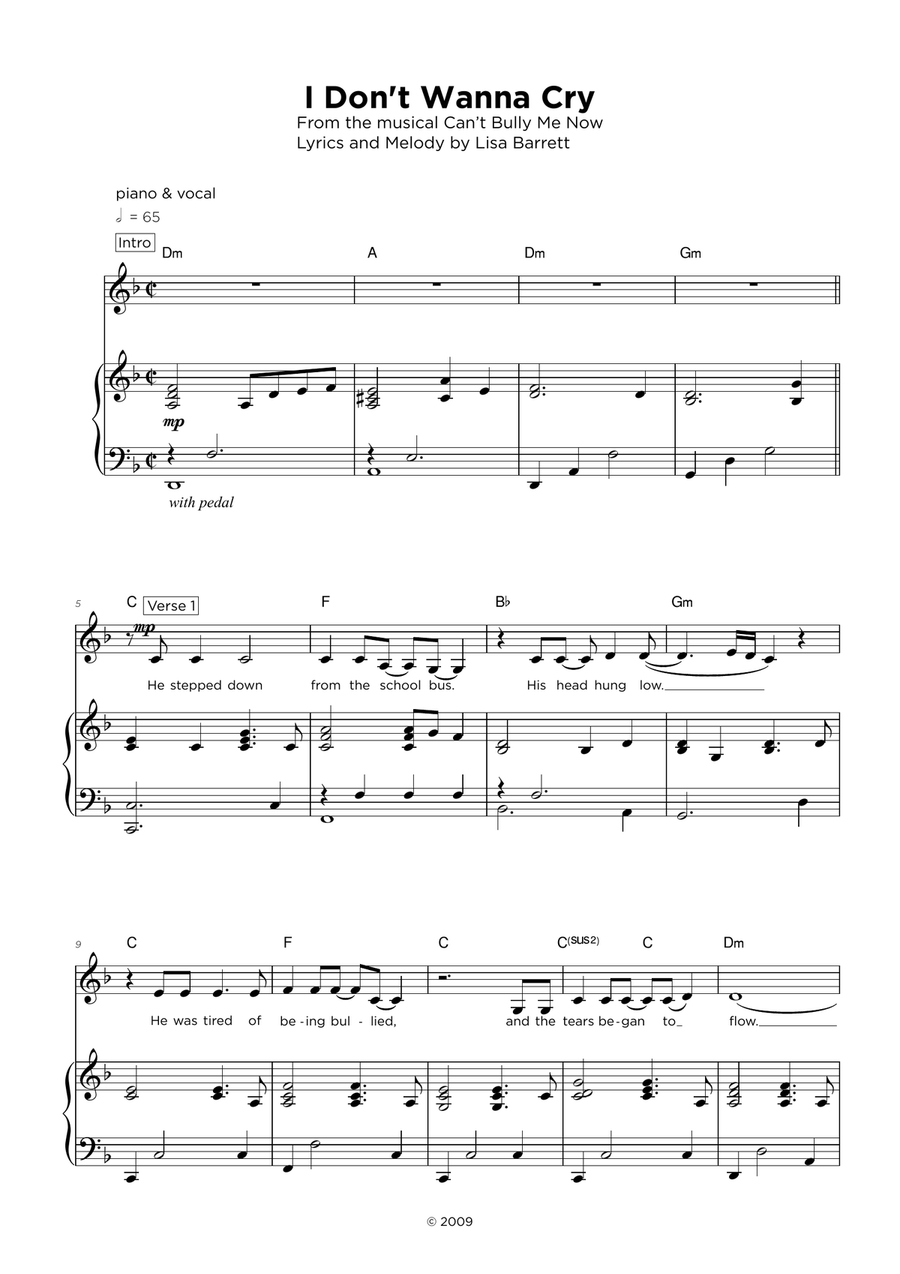 I Don't Wanna Cry Piano, Vocal scores gallery preview page 2