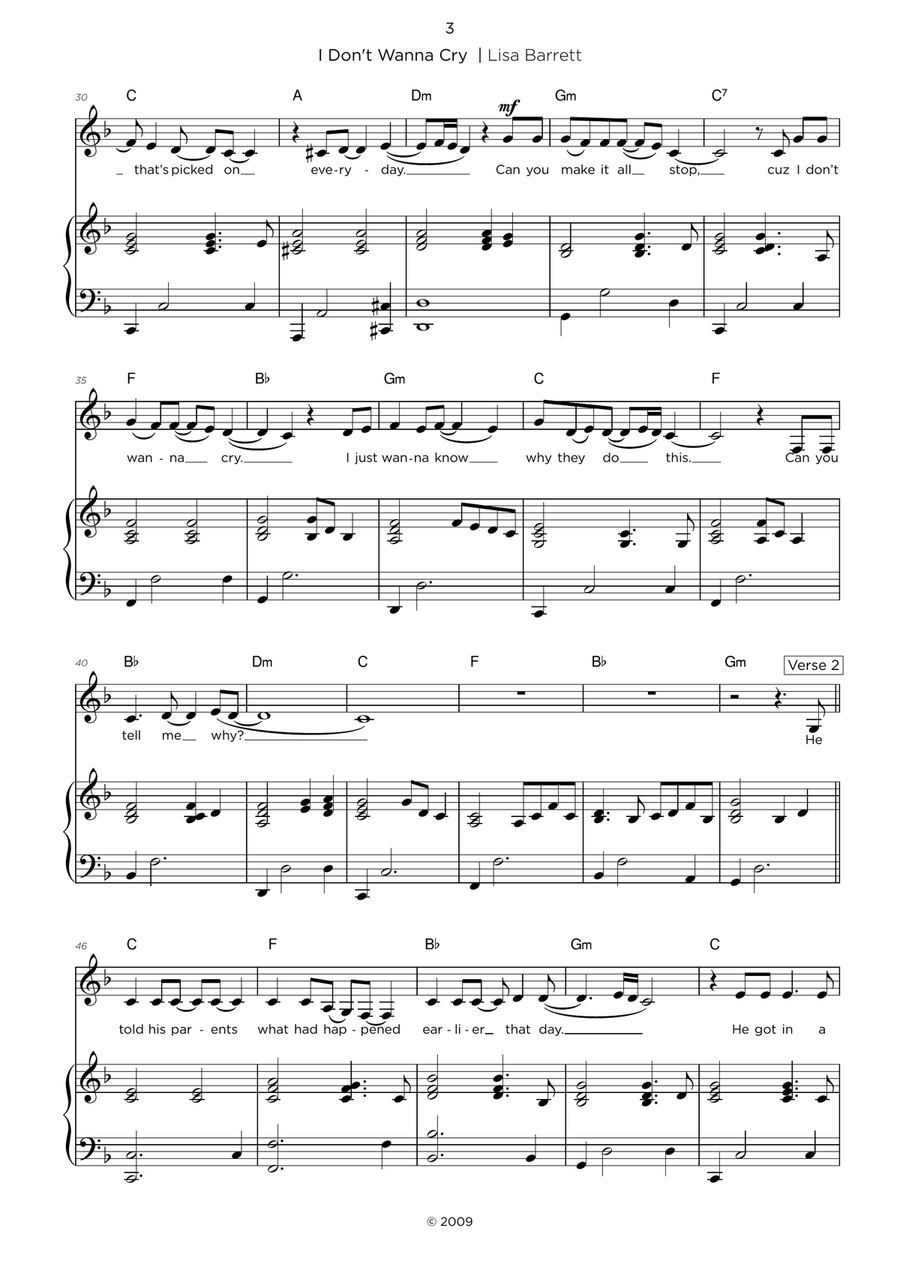 I Don't Wanna Cry Piano, Vocal scores gallery preview page 4