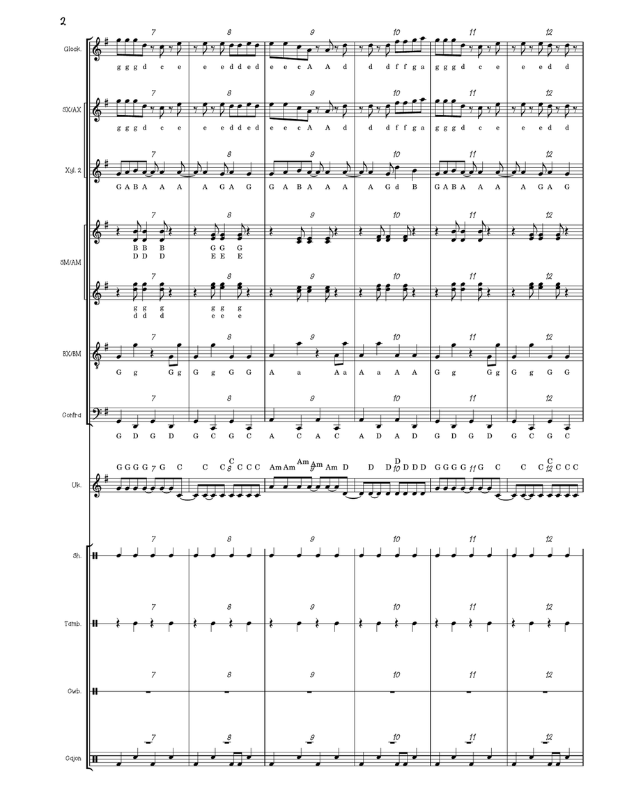 Medley: Take On Me with As It Was Orff Instrument scores gallery preview page 2