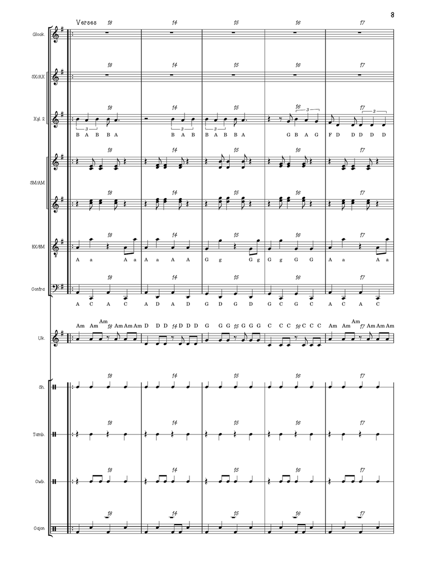 Medley: Take On Me with As It Was Orff Instrument scores gallery preview page 3