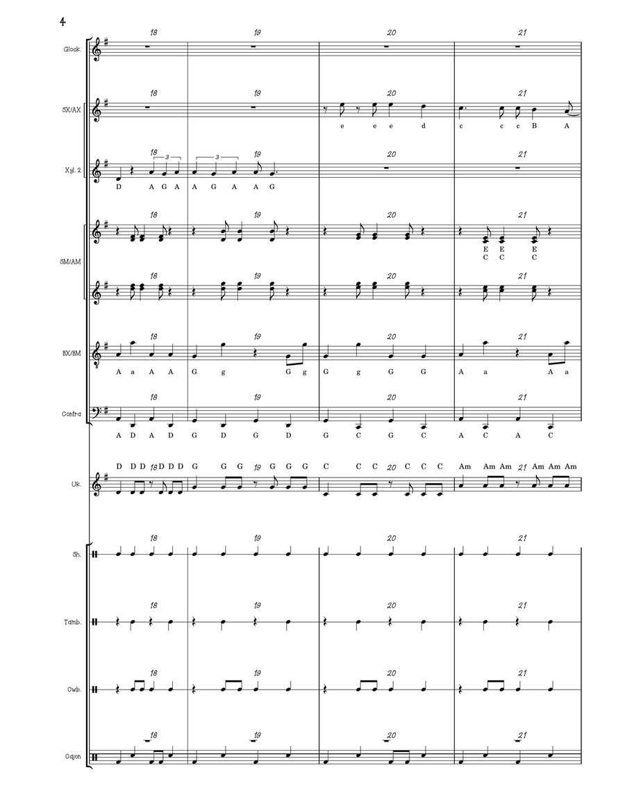 Medley: Take On Me with As It Was Orff Instrument scores gallery preview page 4