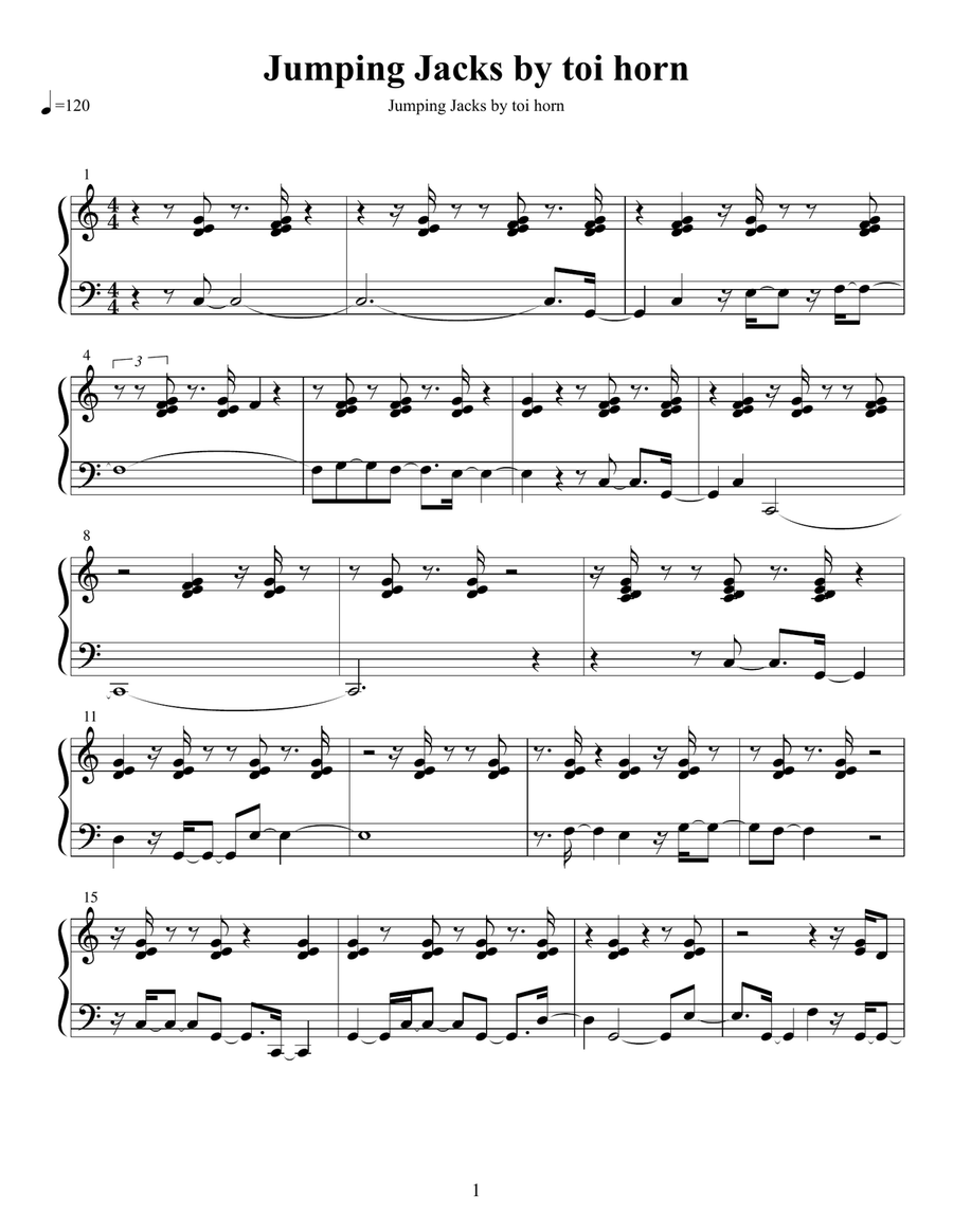 Jumping Jacks Jumping Jacks Piano Solo scores gallery preview page 1