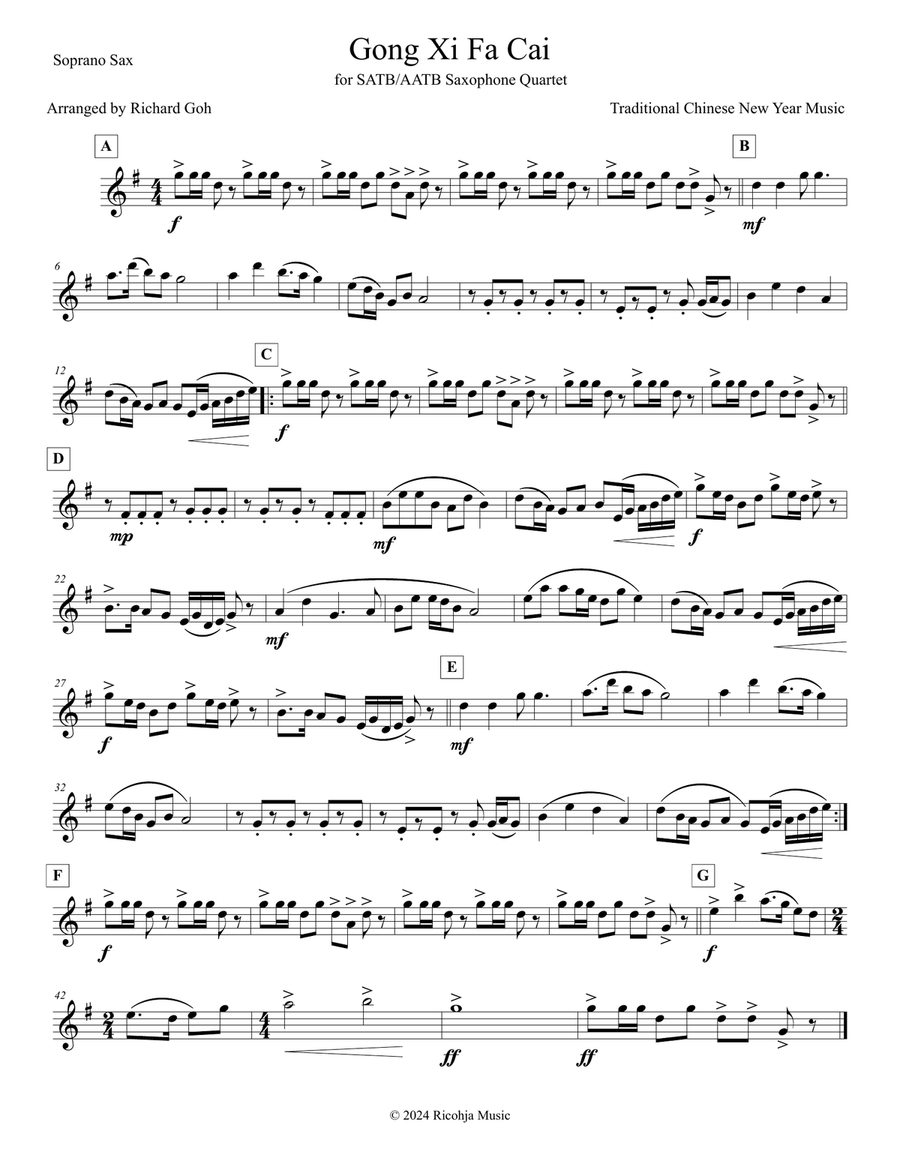 Gong Xi Fa Cai Woodwind Quartet scores gallery preview page 4