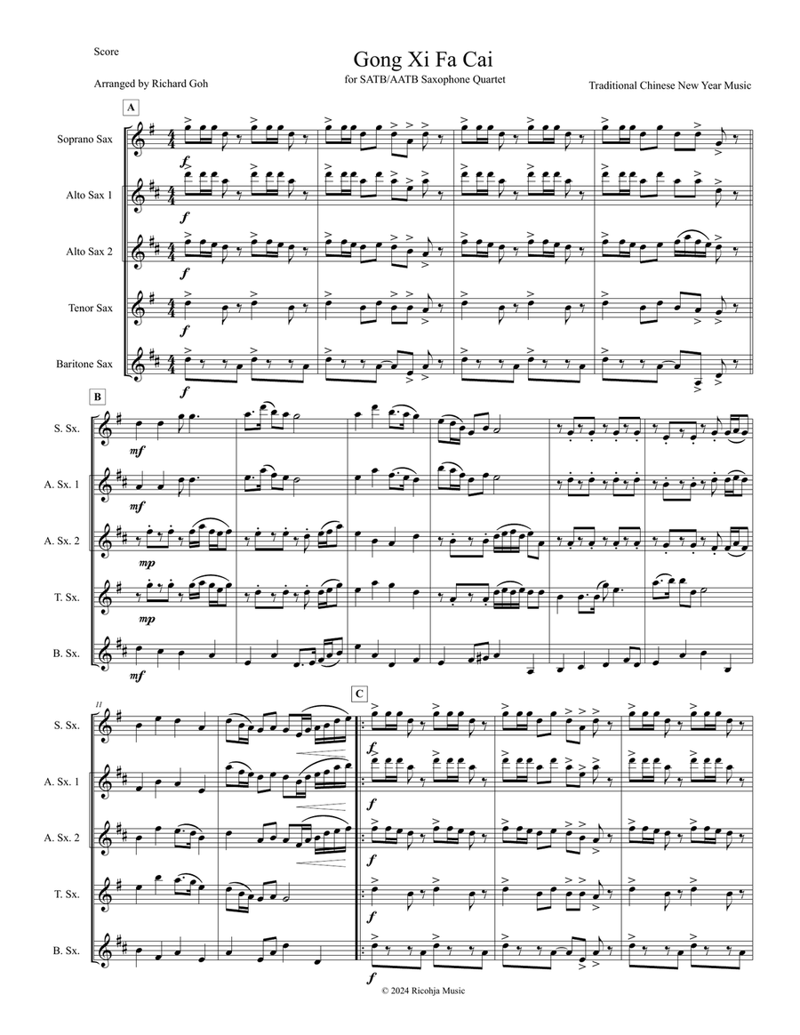 Gong Xi Fa Cai Woodwind Quartet scores gallery preview page 5