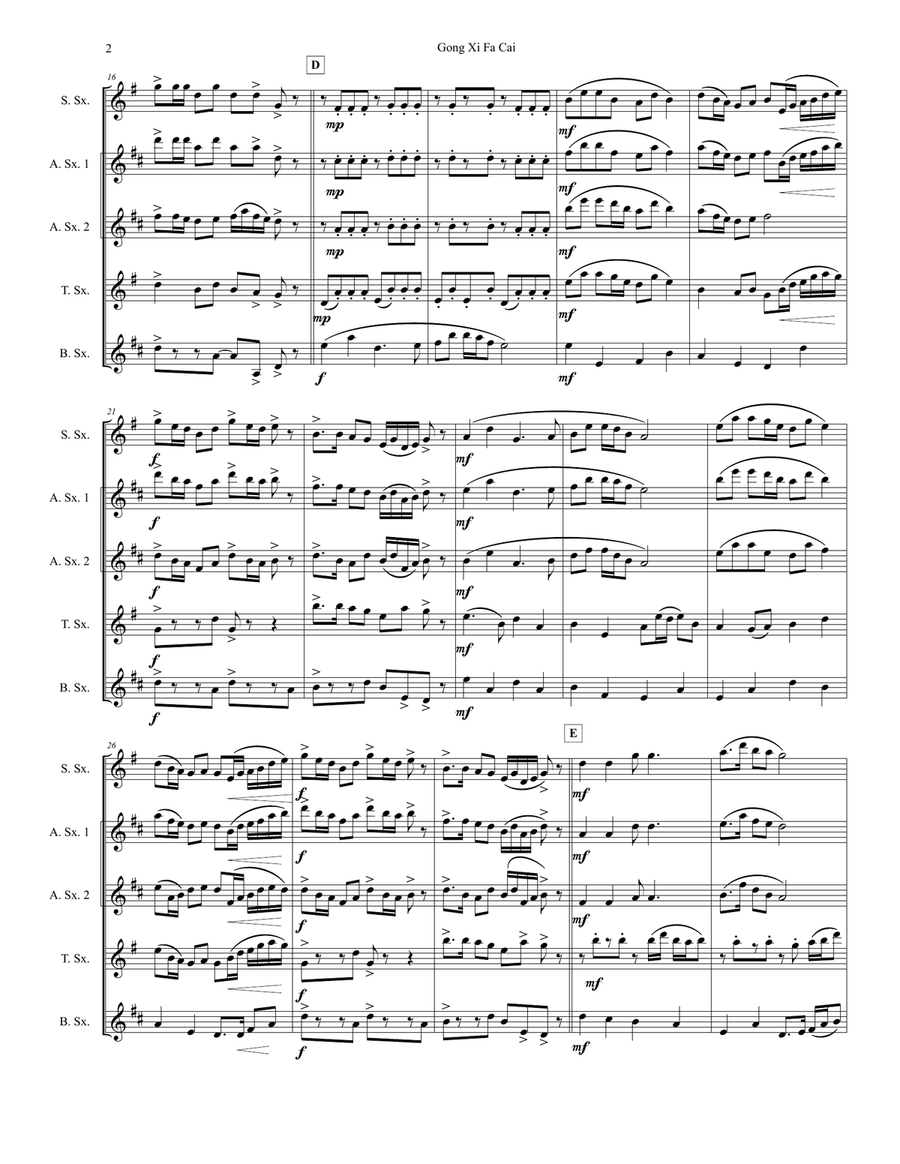 Gong Xi Fa Cai Woodwind Quartet scores gallery preview page 6