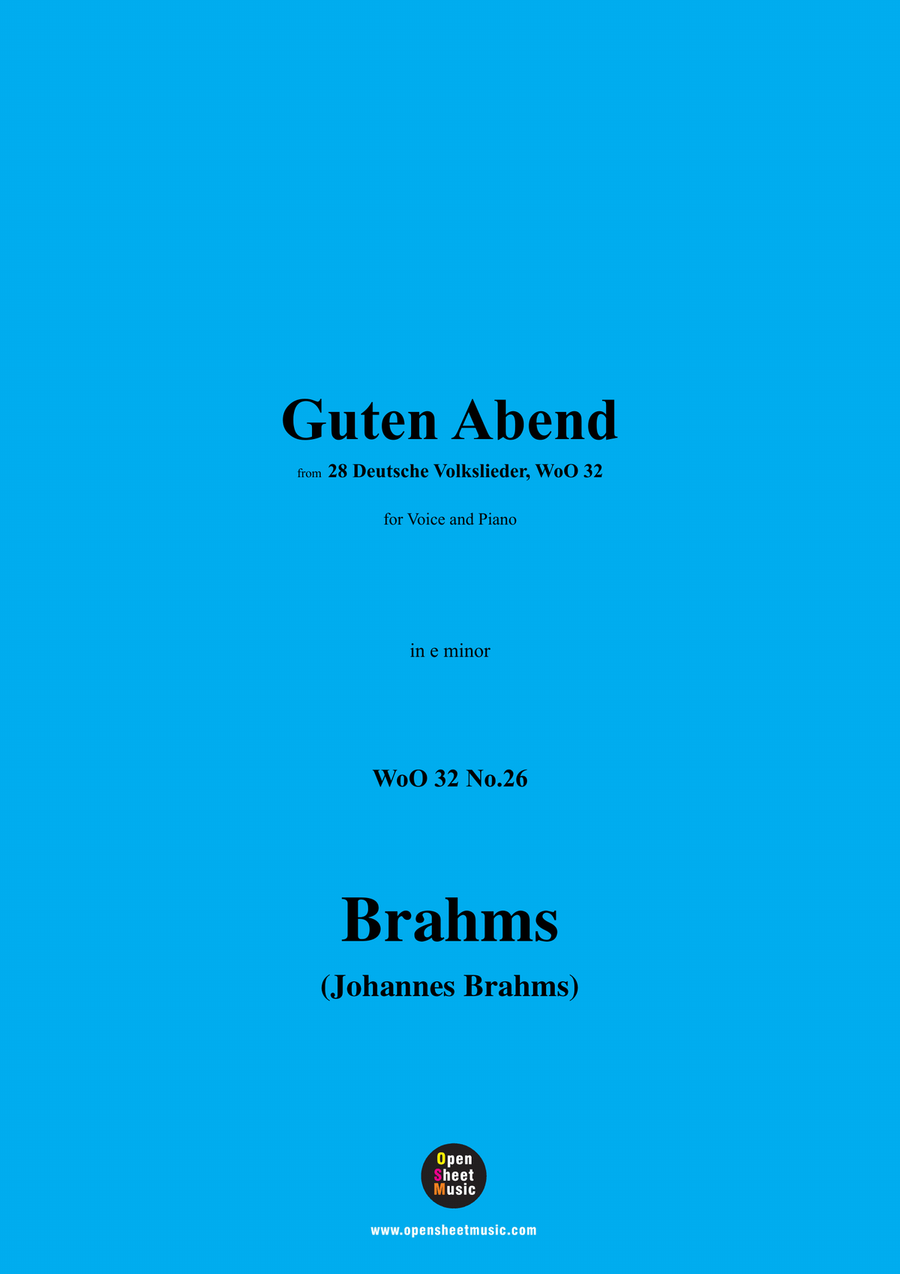 Brahms-Guten Abend,in e minor Piano, Vocal scores gallery preview page 1