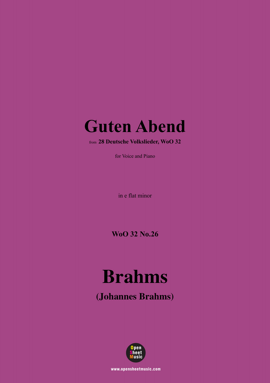 Brahms-Guten Abend,in e flat minor Piano, Vocal scores gallery preview page 1