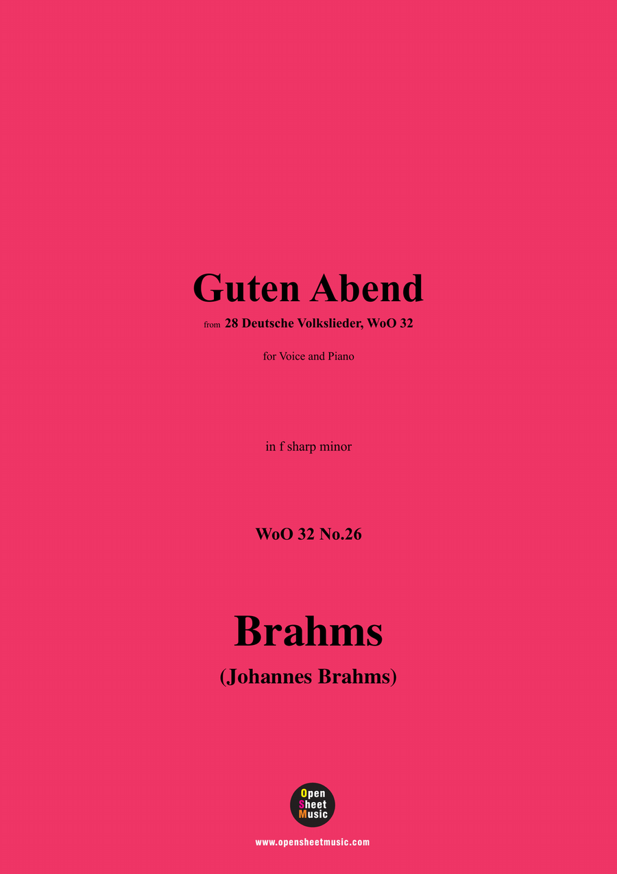 Brahms-Guten Abend,in f sharp minor Piano, Vocal scores gallery preview page 1