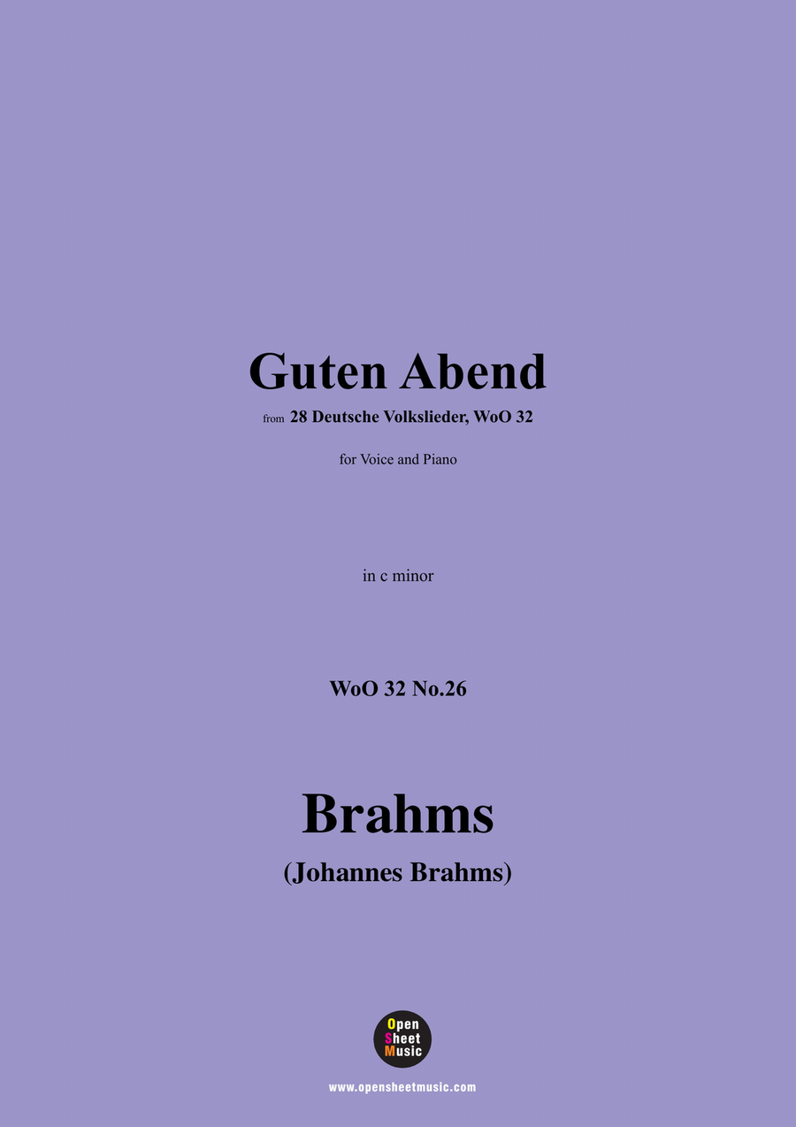 Brahms-Guten Abend,in c minor Piano, Vocal scores gallery preview page 1