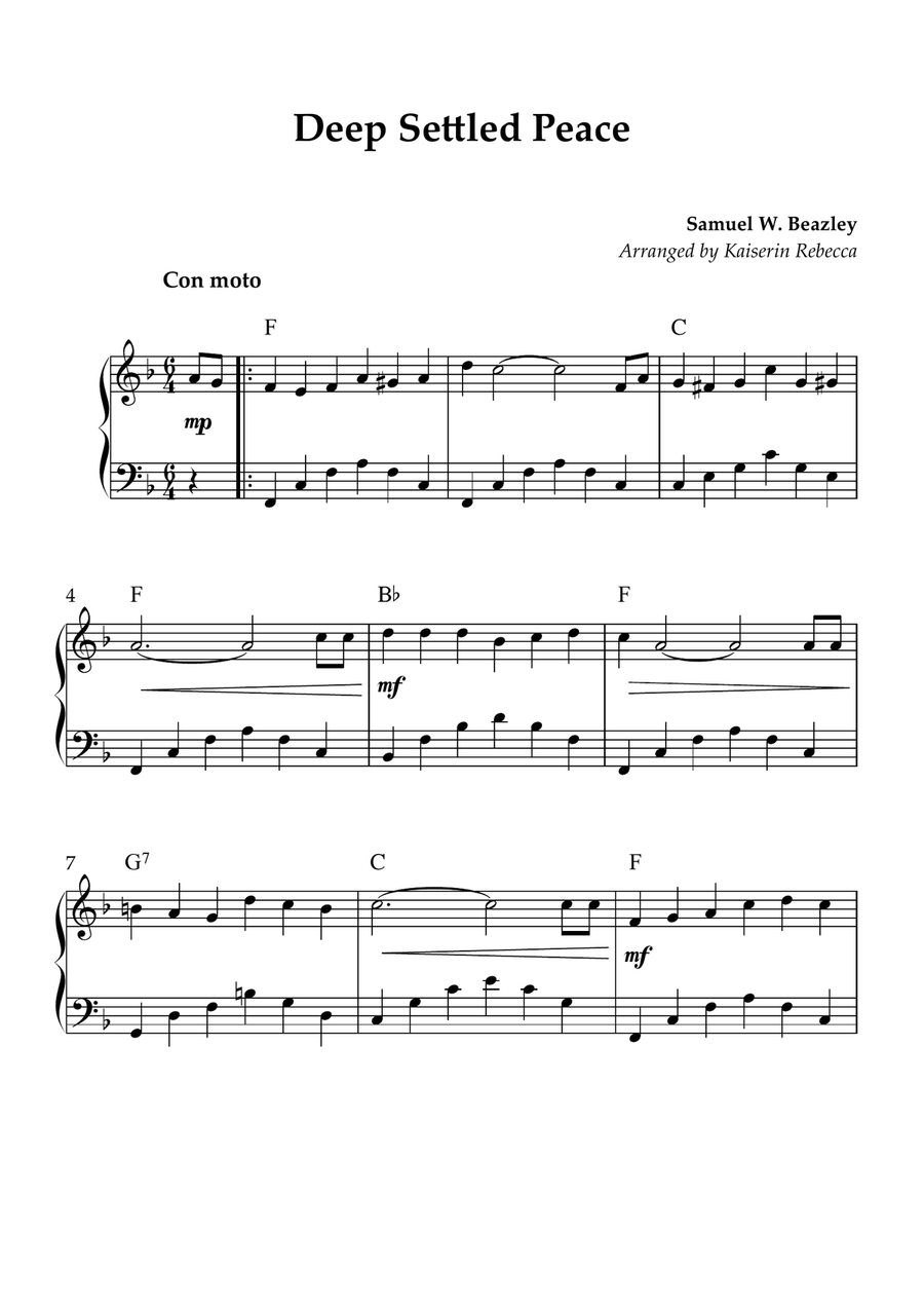 Deep Settled Peace Deep Settled Peace Piano Solo scores gallery preview page 1