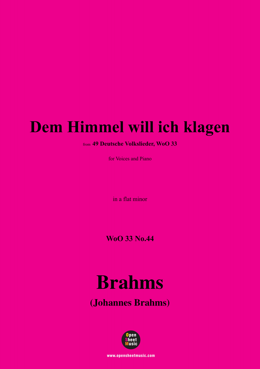 Brahms-Dem Himmel will ich klagen,in a flat minor Piano, Vocal scores gallery preview page 1