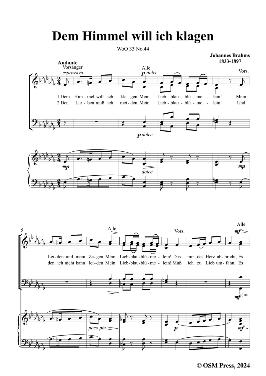 Brahms-Dem Himmel will ich klagen,in a flat minor Piano, Vocal scores gallery preview page 3