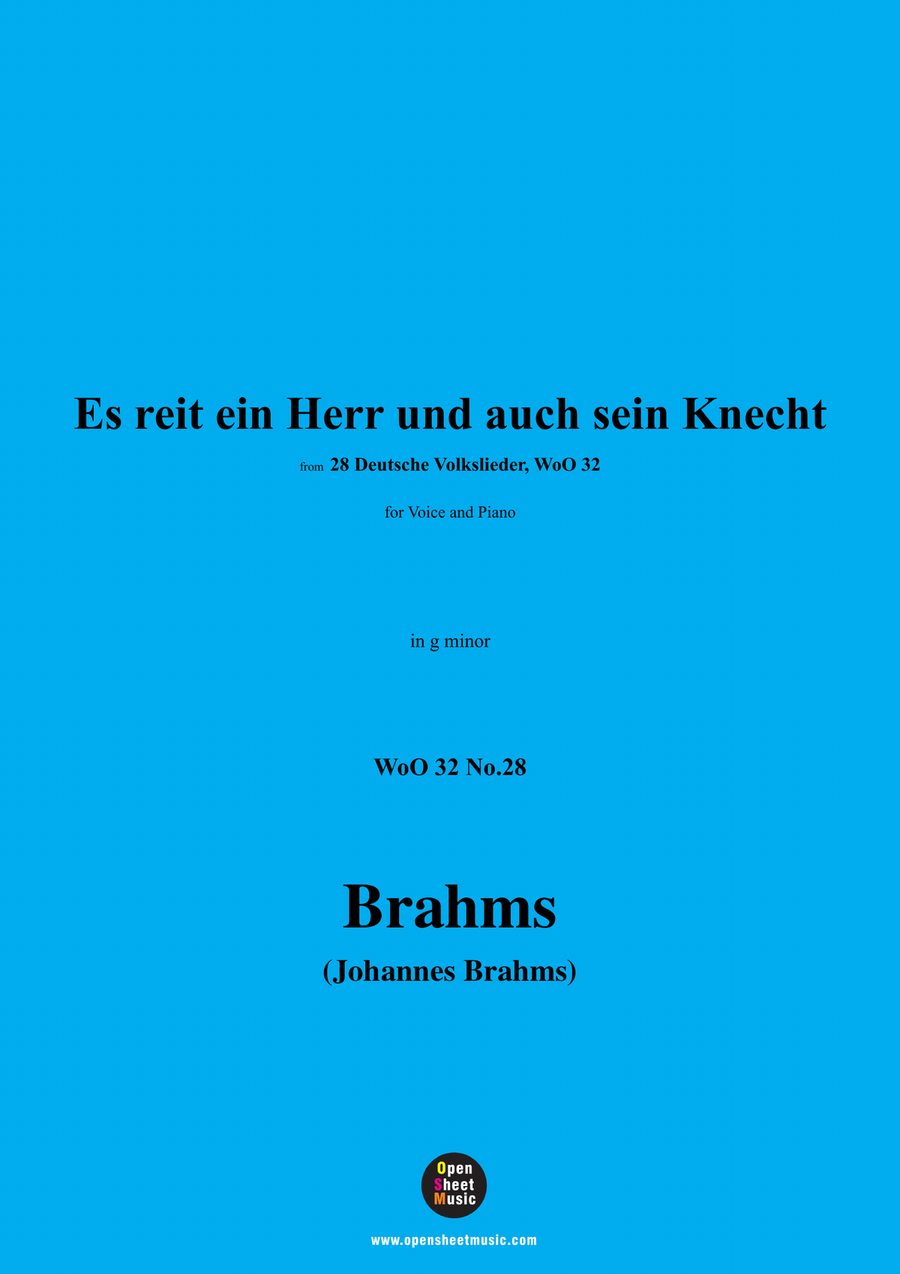 Brahms-Es reit ein Herr und auch sein Knecht,in g minor Piano, Vocal scores gallery preview page 1