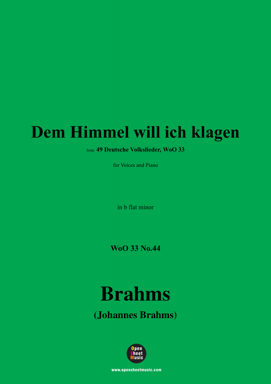 Brahms-Dem Himmel will ich klagen,in b flat minor Piano, Vocal scores gallery preview page 1