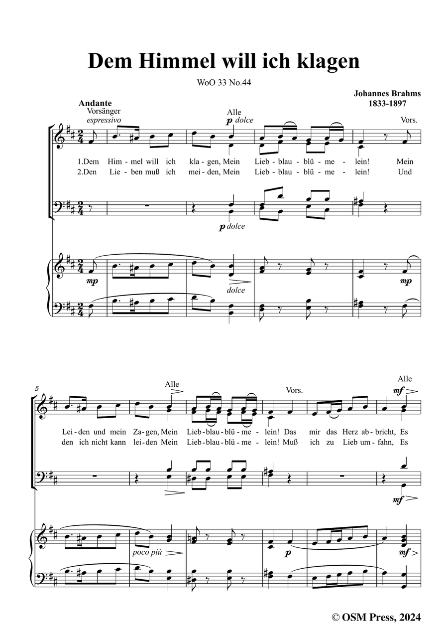 Brahms-Dem Himmel will ich klagen,in b minor Piano, Vocal scores gallery preview page 3