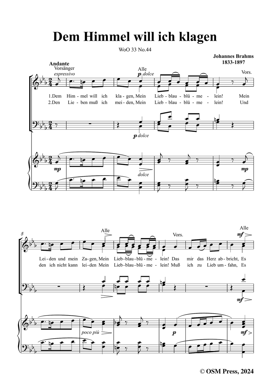Brahms-Dem Himmel will ich klagen,in c minor Piano, Vocal scores gallery preview page 3