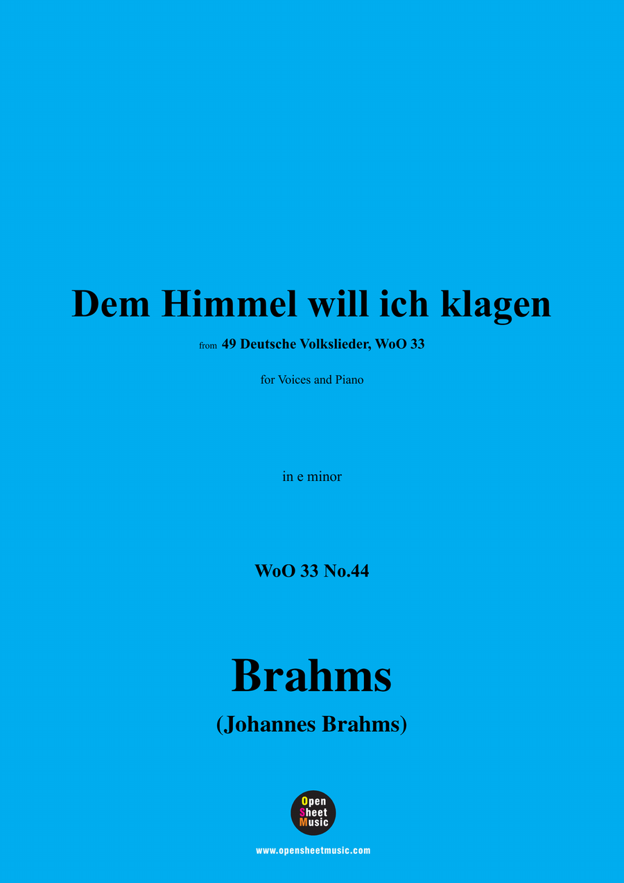 Brahms-Dem Himmel will ich klagen,in e minor Piano, Vocal scores gallery preview page 1