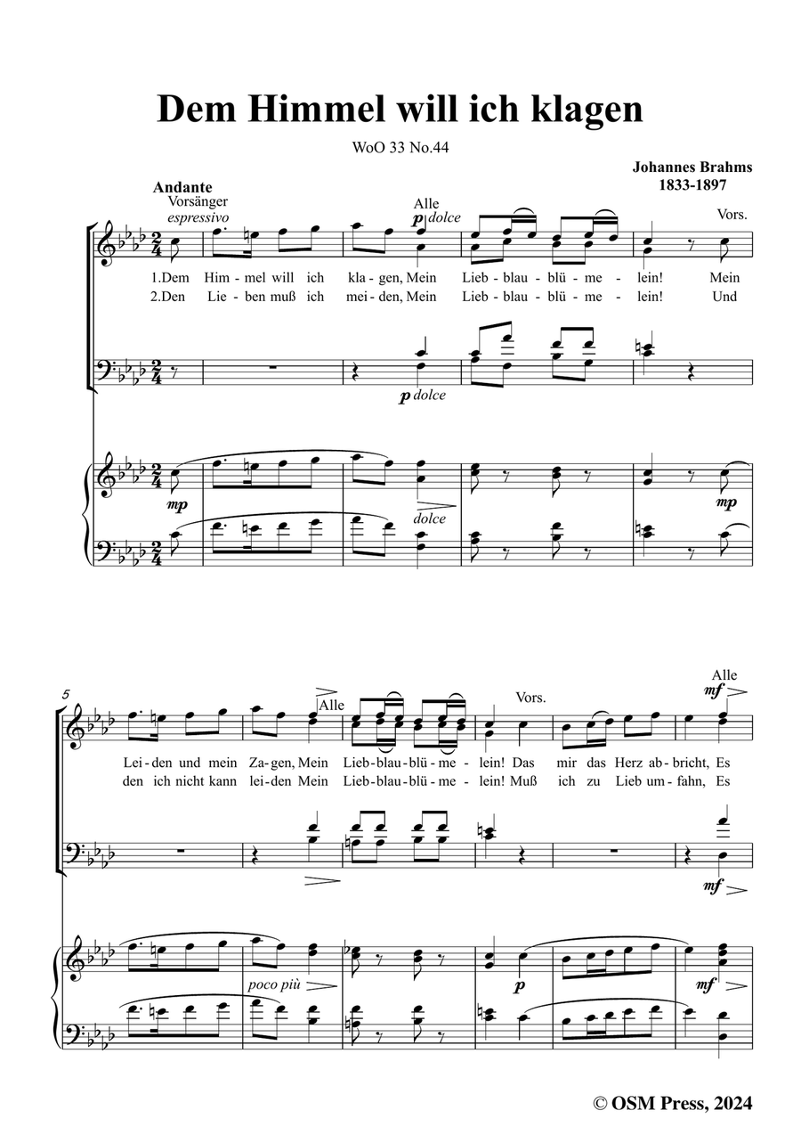 Brahms-Dem Himmel will ich klagen,in f minor Piano, Vocal scores gallery preview page 3