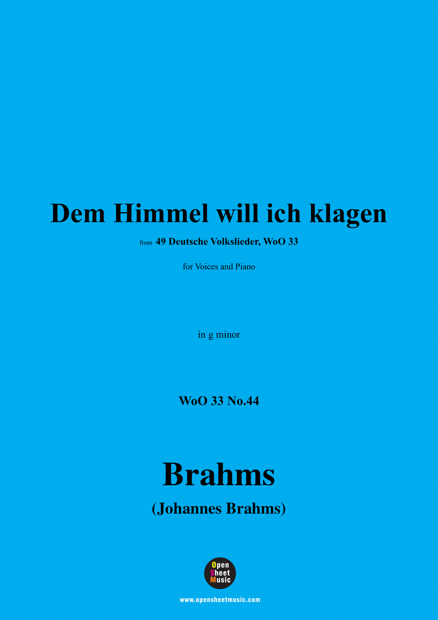 Brahms-Dem Himmel will ich klagen,in g minor Piano, Vocal scores gallery preview page 1