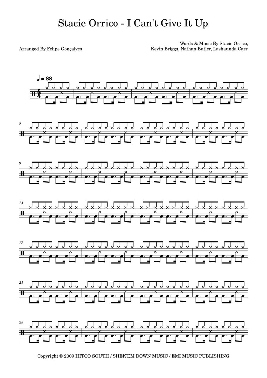 I Can't Give It Up I Can't Give It Up Drum Set scores gallery preview page 1