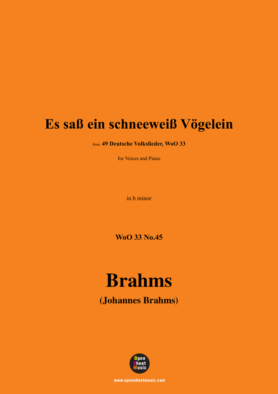 Brahms-Es sass ein schneeweiss Vogelein,in b minor Piano, Vocal scores gallery preview page 1