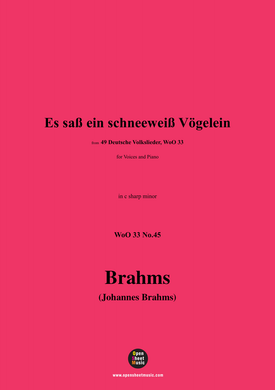 Brahms-Es sass ein schneeweiss Vogelein,in c sharp minor Piano, Vocal scores gallery preview page 1