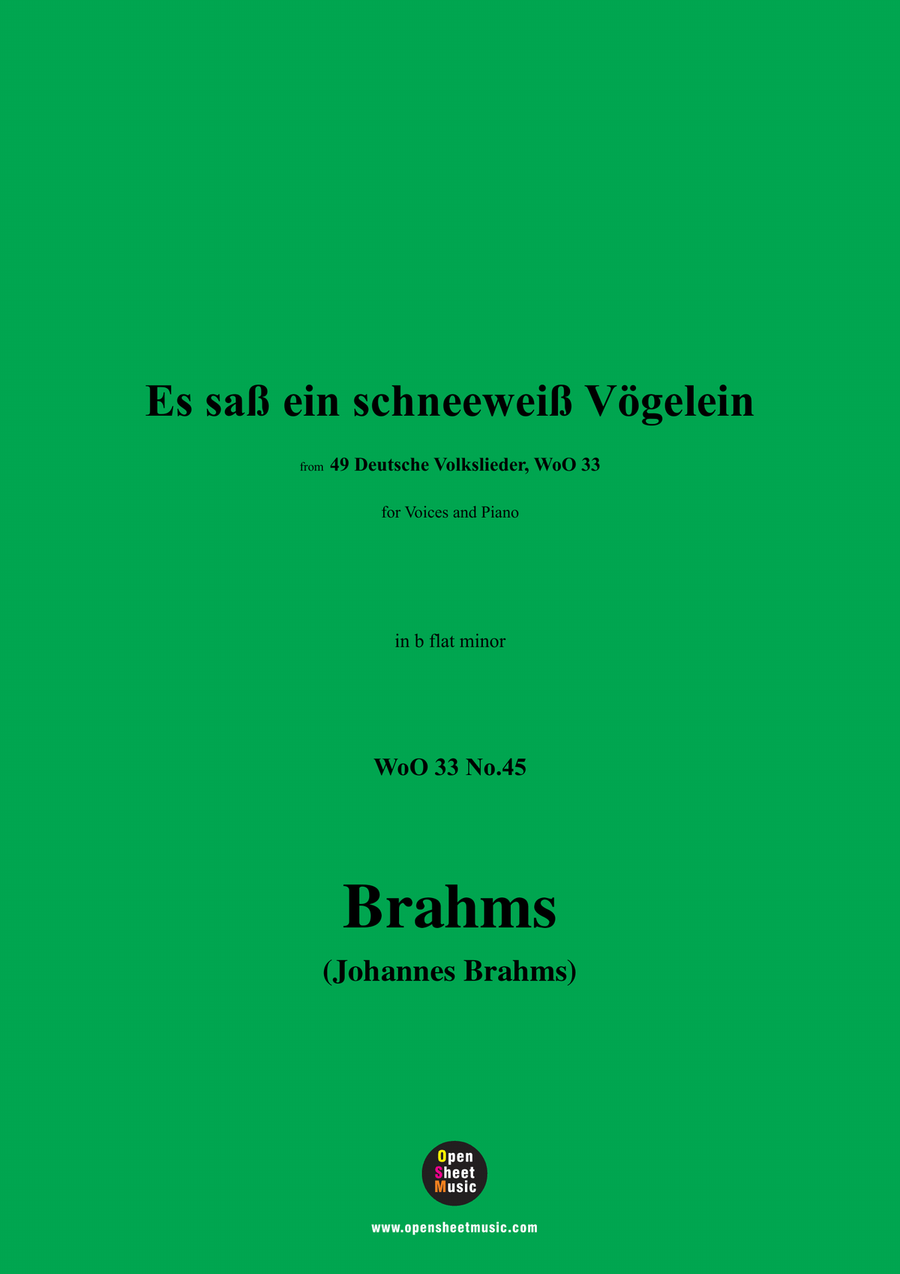 Brahms-Es sass ein schneeweiss Vogelein,in b flat minor Piano, Vocal scores gallery preview page 1