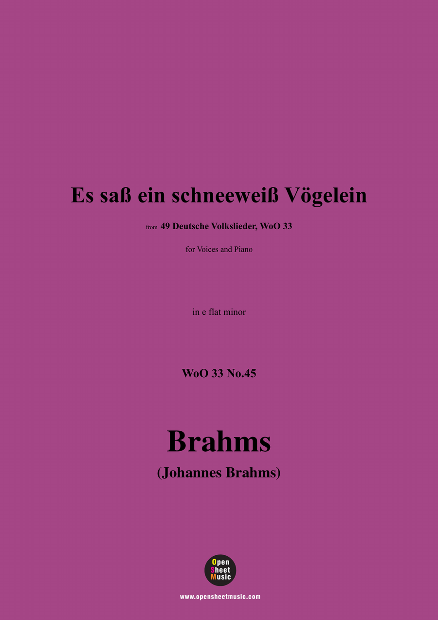 Brahms-Es sass ein schneeweiss Vogelein,in e flat minor Piano, Vocal scores gallery preview page 1