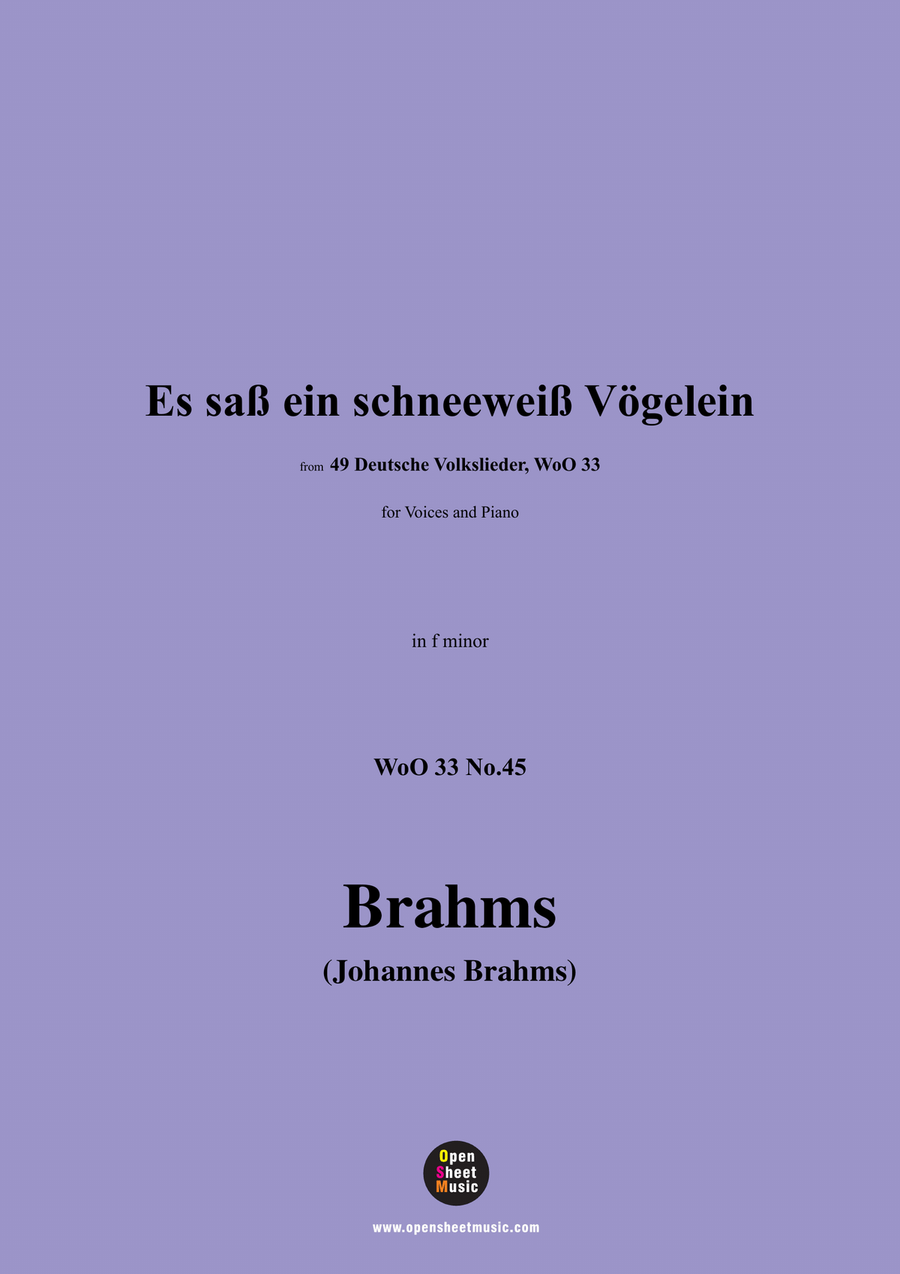 Brahms-Es sass ein schneeweiss Vogelein,in f minor Piano, Vocal scores gallery preview page 1