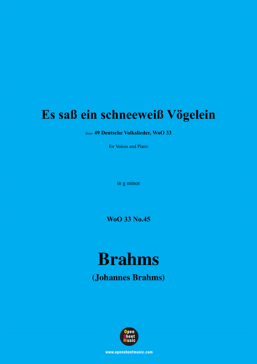 Brahms-Es sass ein schneeweiss Vogelein,in g minor Piano, Vocal scores gallery preview page 1