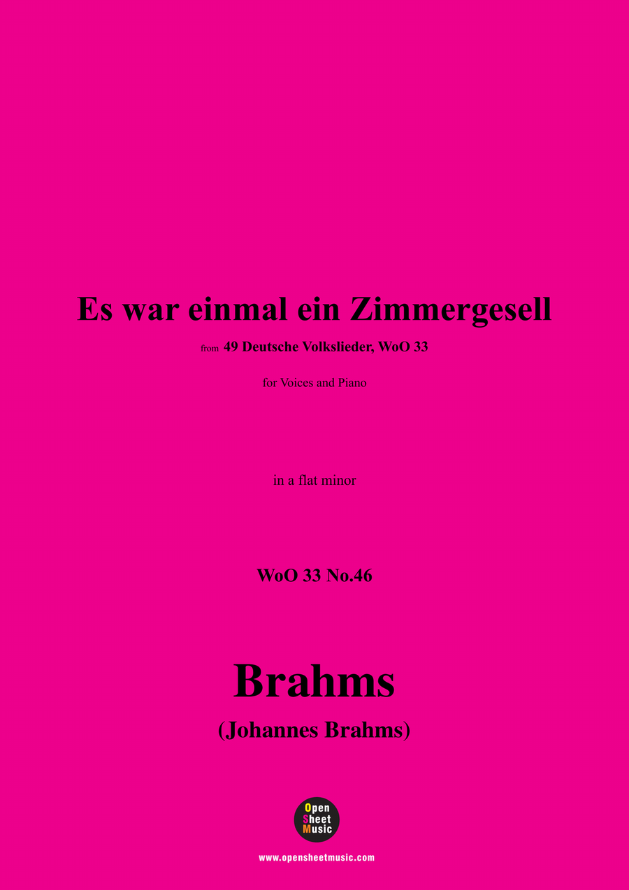Brahms-Es war einmal ein Zimmergesell,in a flat minor Piano, Vocal scores gallery preview page 1