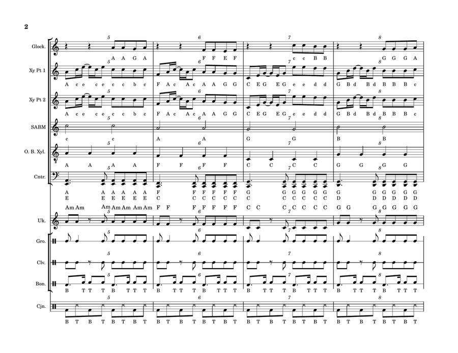 Medley: Danza Kuduro with Vivir Mi Vida Orff Instrument scores gallery preview page 2